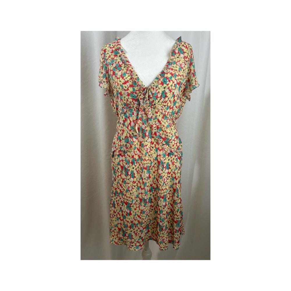 M.S.S.P. Beautiful Floral V-Neck Dress Size Medium - great summer dress!